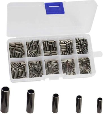 China Nickel Plated Crimp Barrel Loop Sleeve Crimp Sleeve Kit 350pcs Single Copper Crimp Fishing Line Tube Connectors for sale