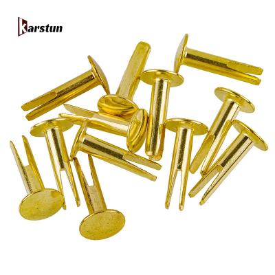 China Stainless Steel Antique Brass Metal Bifurcated Rivets Steel Split Hollow Rivets For Luggage Cases for sale