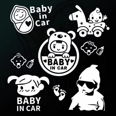 China Cute/Cartoon Baby in Car Baby on Board Motorcycle Car Styling Reflective Moto Bike Sticker Decal for Honda Toyota Mazda BMW Benz Audi Buick for sale