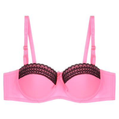 China Wholesale Color QUICK DRY Sexy Breathable Block Half Cup Bra Girls Gather Pump Lace Bras Small Size Women's Lingerie for sale