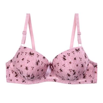 China Lift up rose QUICK DRY soft lingerie floral print one piece bras underwear women flower print girls bra for sale