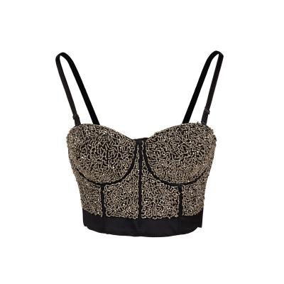 China New Design Nightclub Wear Breathable Cavity Beading Shaper Vest Lady Corset Underwear Padded Bra Top For Women for sale