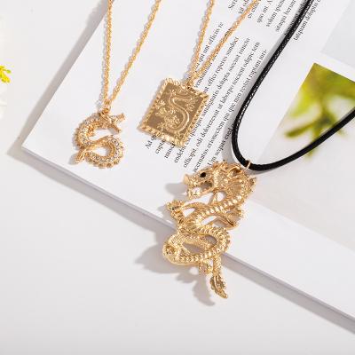 China FASHIONABLE Luxury Square Snake Necklace Mens Jewelry Mens Jewelry Gold Pendant Dragon Necklace BHNP078 for sale