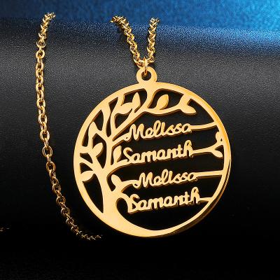 China Custom Name Necklace CLASSIC Personalized Rose Gold Silver Plated Life Tree Pendant Necklace For Women Girls BHN084 for sale