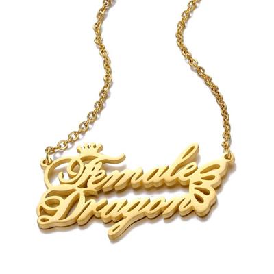 China CLASSIC Hot Sale 18k Gold Plated Custom Name Necklace 316L 3D Stainless Steel Personalized Custom Name Letter Rose Gold Necklace for sale