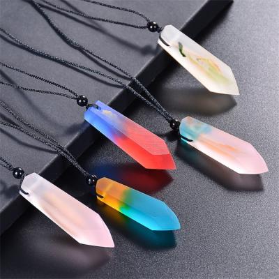 China Wholesale TRENDY Fashion Wooden Resin Necklace Pendant Most Popular Wooden Epoxy Clear Jewelry Resin Pendant Necklaces For Girl Women for sale