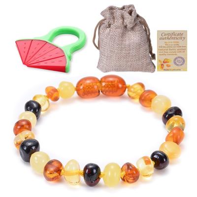 China 2020 Handmade Amber Stone Bracelet Bead Jewelry Polished Amber Baby Gemstone New Product Cute Amber Teething Bracelet Baltic Jewelry for sale