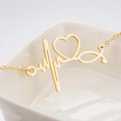 China Cute Doctor Nurse Heart ECG Stethoscope Stainless Steel Fashion Medical Bracelet for sale