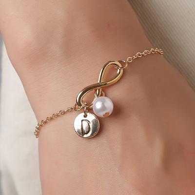 China CLASSIC Personalized Infinity Initial Bracelet Anklet Ladies 26 Initial Letters Bead Charm Bracelet BHBP078 for sale