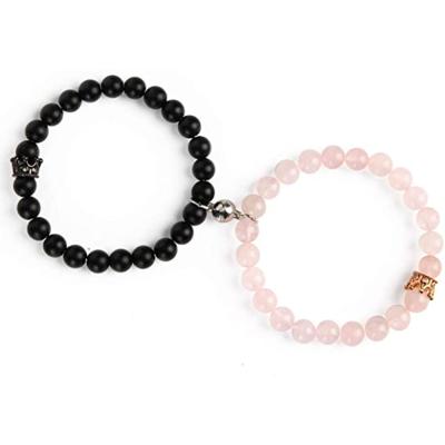 China Office/Career Couple Bracelets Magnetic King&Queen Crown Couple Bracelets His And Her Friendship Beads Bracelet 8mm for sale