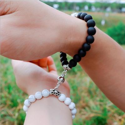 China Office / Career Custom 2 Pcs Magnetic Couple Bracelets For Women Men Natural Stone Beads Bracelet Couple Charms For Bracelet Bulk Jewelry Set for sale