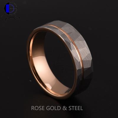 China Gentdes 2021 Hot 8mm Swept Men's Romantic Jewelry Ring Hammered Tungsten Wedding Bands Style for sale