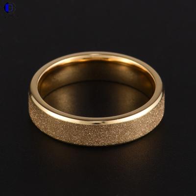 China Gentdes Wedding Band Titanium Beveled Edge And Sandblasting Gold Ring CLASSIC Jewelry Customized for sale