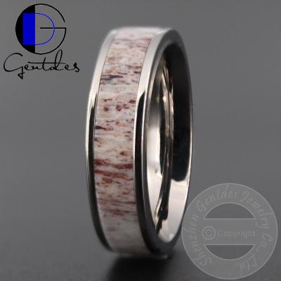 China Gentdes CLASSIC Jewelry Customized Tungsten Carbide Wedding Band Ring For Men With Natural Antler Inlay For Interchangeable Wholesale for sale