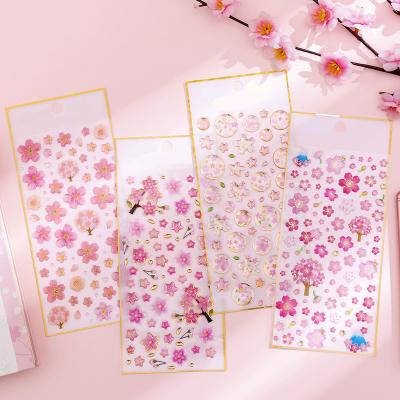 China Cartoon Sticker Ychon Cherry Blossom Stickers Glue Stickers Transparent Golden Creative Mobile Stickers Decoration for sale