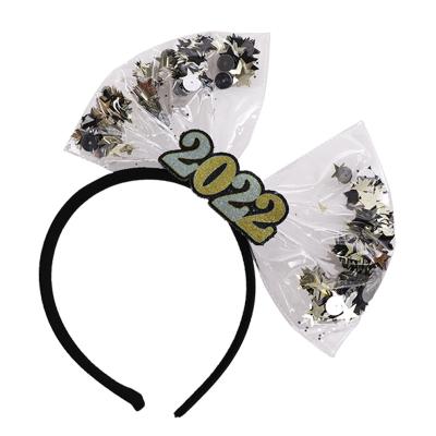 China Decration Ychon 2022 New Year Bow Headband Christmas Hair Bow Party Supplies Atmosphere Decoration New Year Props for sale