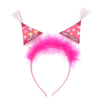 China Party Decration Ychon Net Red Feather Flag Hair Ornament Plush Birthday Party Headband Holiday Party Decoration Ychon for sale