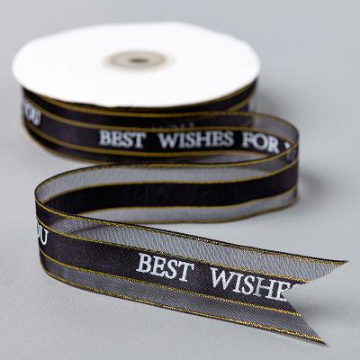 China New Custom Designed Logo Gift Wrapping Satin Ribbon Wedding Ribbon Fashion 2.5Cm 45M Polyester Christmas Birthday Gift Wrap 2022 for sale