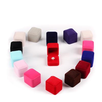 China Jewelry Packing For Gifts/High Quality Exquisite Velvet Square Ring Box Suede Earring Jewelry Box Display Ring Box For Sale for sale