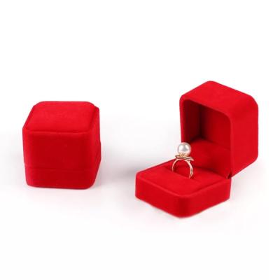 China Jewelry Packing For Gifts/High Quality Exquisite Velvet Square Ring Box Suede Earring Jewelry Box Display Ring Box for sale