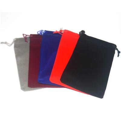 China Recyclable Velvet Pouch Jewelry Velvet Cloth Pouch Drawstring Bag Mouth Stationery Headset Storage Bag for sale