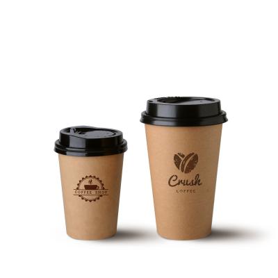 China Biodegradable Disposable Coffee Cup Thickened Milk Tea Paper Cup With Cover Drinks Cavity Takeaway Packed Hot Cup for sale