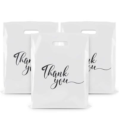 China Wholesale Price 25*35cm Recyclable Merchandise Bags Wholesale Price 25*35cm Tote Bags Plastic Thank You Retail Shopping Bag for sale