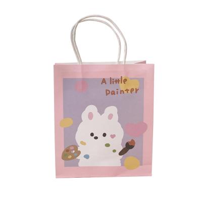 China Cute Recyclable Cartoon Little Girl Birthday Gift Bag Stationery Store Handbag Trinket Gift Bag For Sale for sale