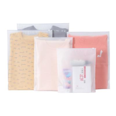 China Custom PE recyclable transparent frosted plastic zipper bag socks clothing packaging bag self sealing bag for sale