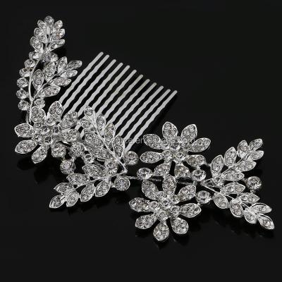 China Bridal Hair Tiara Pageant Wedding Jewelry Crystal Bridal Hair Comb Alloy Silver Foil Elegant Rhinestone Comb for sale