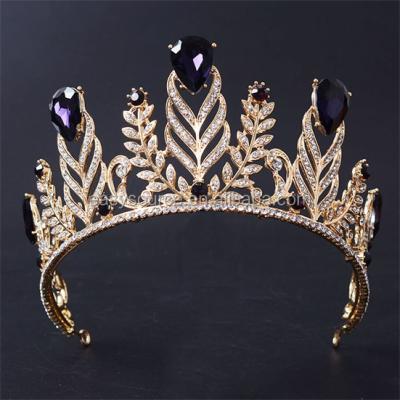 China Vintage crown luxury tall rhinestone hair tiara bridal quinceanera crown for sale