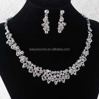 China Elegant Classic Rhinestone Jewelry Set Crystal Necklace Set Bridal Wedding Jewelry Set for sale