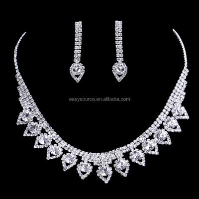 China Elegant Tear Drop Stone Necklace And Earrings Set Large Bridal Jewelry Set Wedding Jewelry Gift for sale