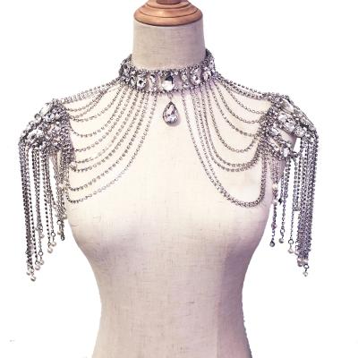 China New Fashion CLASSIC Style Bridal Chain High Quality Silver Rhinestone Tassel Rhinestone Crystal Shoulder Chain For Handbags for sale