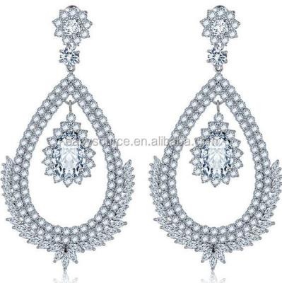 China Eco-Friendly Luxury Clear Cubic Luster Earrings Wedding Rhinestone Circle Zircon Circle Bridal Earrings for sale