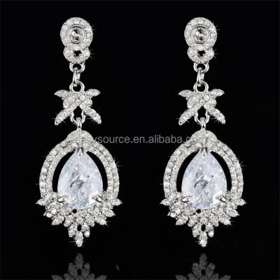 China Crystal Bridal Earrings Rhinestone Drop Silver Plated Eco-Friendly Dangle Earrings Stud for sale