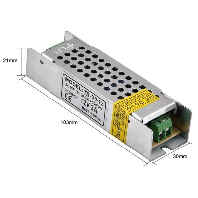 China Constant Voltage 36W LED DC 12V 24V 3amp Switching Power Supply AC to DC Converter TB-6XXX for sale