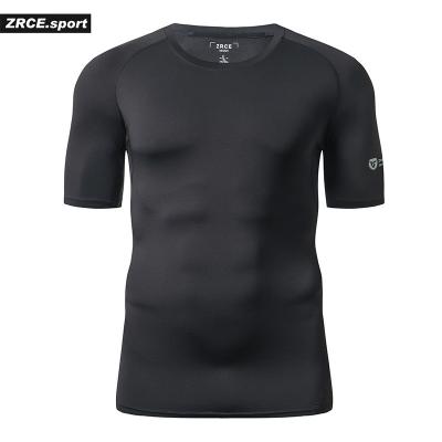 China MOQ 1pcs Gym Plain Breathable T-shirt In Sleeve Tops Running Male Elastic Quick Dry Sports Short Top Mens Solid Color T-Shirts for sale