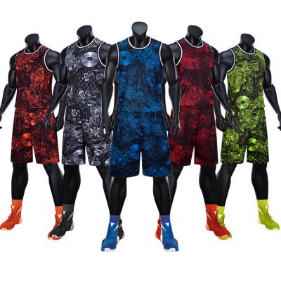 China Customized Breathable Customized Wholesale Sublimated Basketball Tank Top Mens College Boys Basketball Uniform Set Plus Size for sale