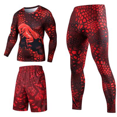 China QUICK DRY Men's Tracksuits 3-Piece Compression Sport Suits Running Sets Quick Dry Clothes Sports Joggers Training Gym Fitness Sportswear for sale