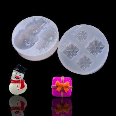 China Viable Series Mirror Christmas Mold DIY Decoration Patch Snowman Gift Epoxy Handmade Silicone Mold for sale