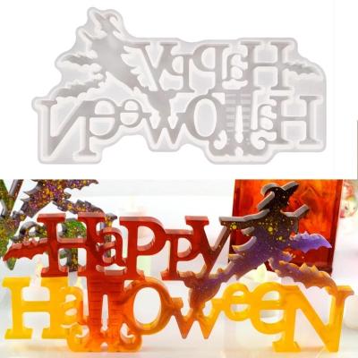 China Sustainable Epoxy Silicone Home Mold Halloween Decoration Witch Household Halloween Molding Molds Happy Letters DIY Cake Molds Home Decor for sale