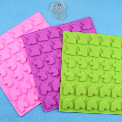 China Viable Gummy Mold Mini Unicorn Shape Silicone Chocolate Ice Jelly Cake Decoration Baking Tools 36 Grids for sale