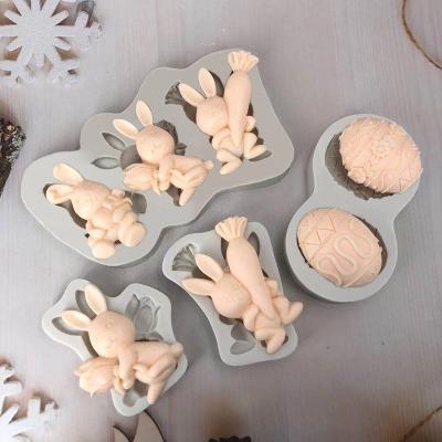 China Viable Silicone Mold Rabbit Easter Chocolate Mold DIY Cake Decorating Fondant Egg Mold for sale