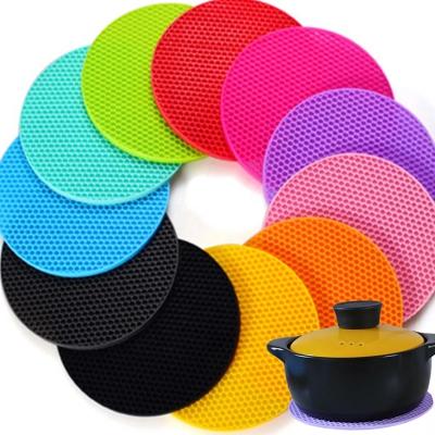 China RoundHoneycomb Non-slip Heat Resistant Silicone Viable Mats Bowl Pad Pot Holder Thicken Insulation Table Place Mat Home Office Decorat for sale