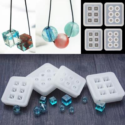 China Viable Silicone Mold For Jewelry Cube Ball Beads 12mm 16mm With Hole 6 Compartment Epoxy Resin Silicone Mold Handmade Craft for sale