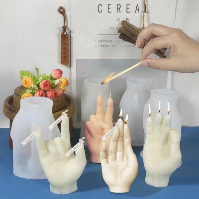 China Viable Handmade Aromatherapy Gypsum Mold Middle Finger Hand Candle Mold DIY Silicone Molds For Candles for sale