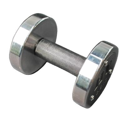 China Home Use Round Rotate Dumbbell Free Weights Silver Steel Dumbbells Custom Logo Stainless Steel Dumbbell for sale