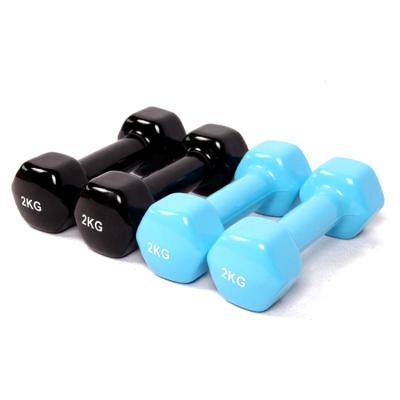 China HEX Custom Dumbbell Home Use Dumbbell Black Color Logo Colored Vinyl 3kg Dumbbell for sale