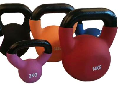 China New durable custom colored cast iron and pvc coated vinyl contoured neoprene coated kettlebell with rubber for sale